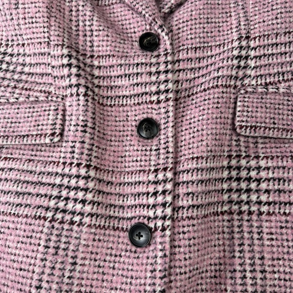 Steve Madden Gemini Coat XL Pink Plaid Peacoat Overcoat Knit Soft Luxury NWT - Picture 4 of 13